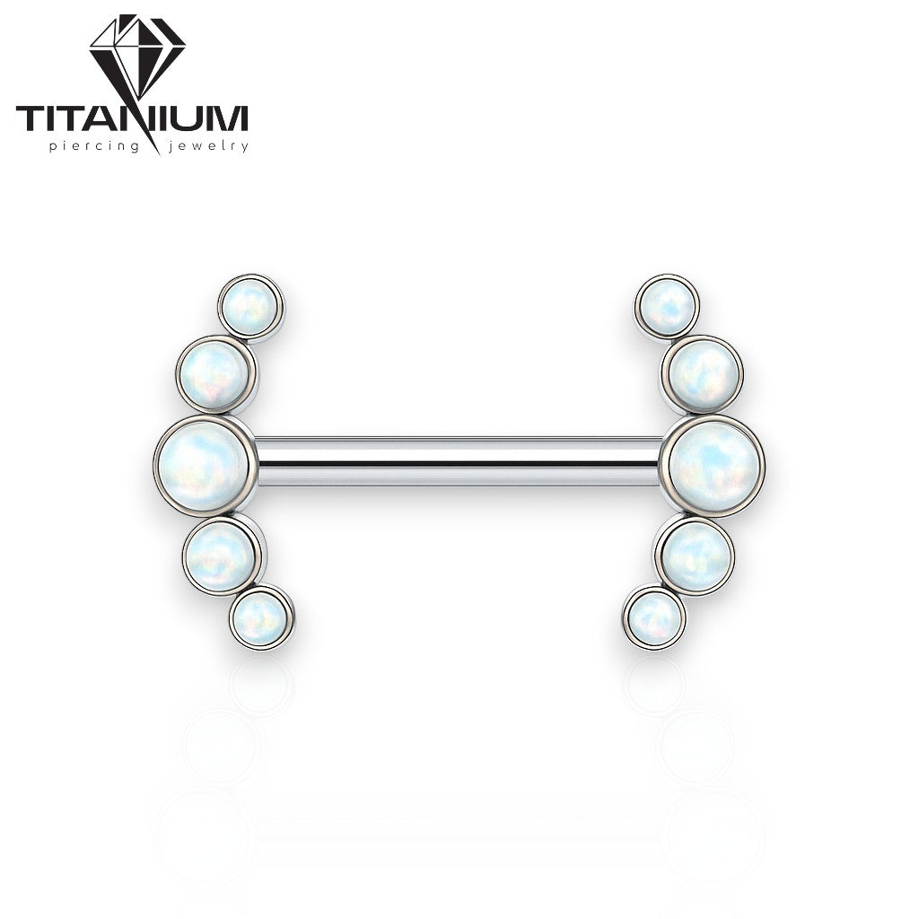 Tytanowa sztanga z opalami – elegancki