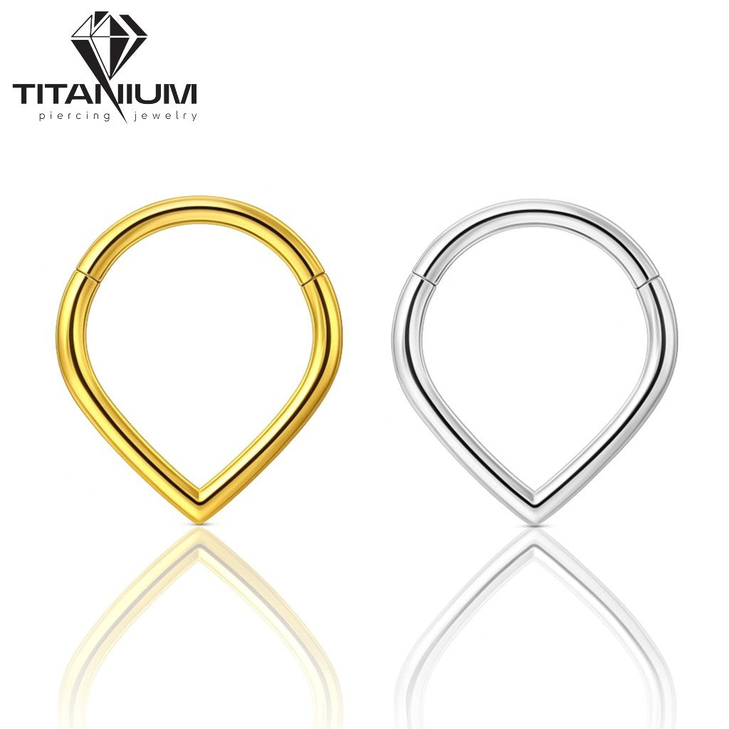 Kolczyk clicker w kształcie łezki w kolorze złotym lub srebrnym