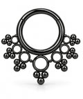Anneau clicker de piercing avec des billes dorées, noires et argentées