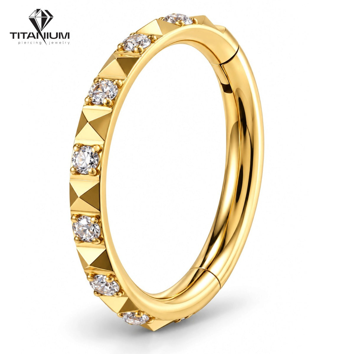 Goldener oder silberner Clicker-Creolenring mit Zirkoniasteinen