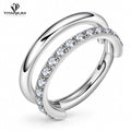 Double clicker hoop earring with white cubic zirconia stones