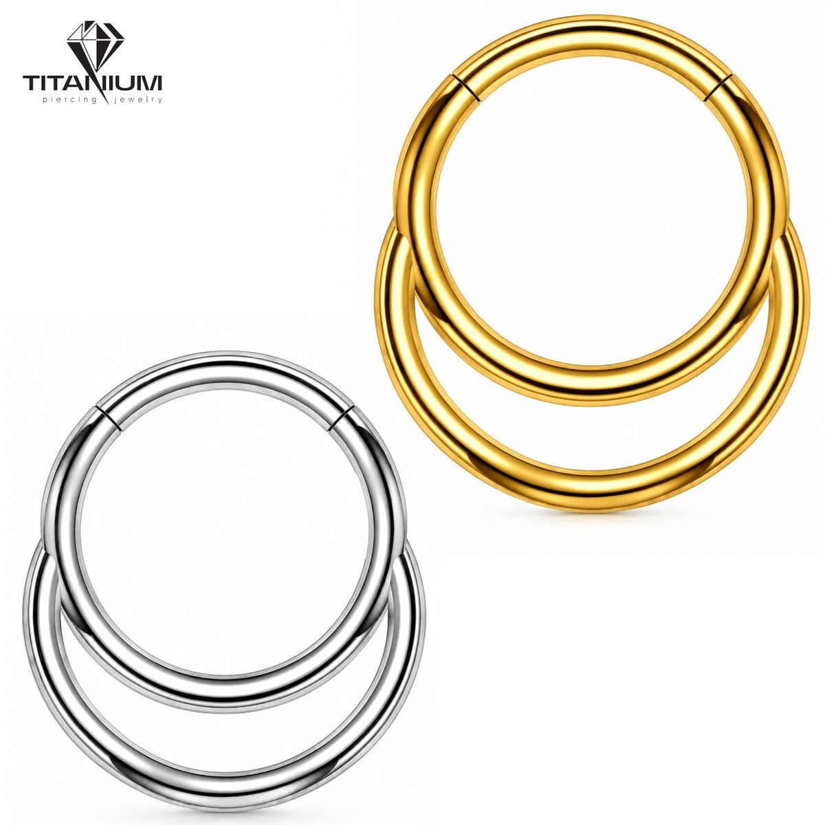 Doppelter Clicker-Creolenring in Gold und Silber