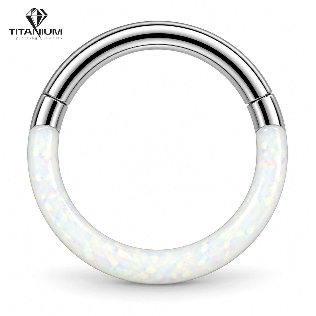 Clicker-Ring mit weißem Opal