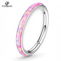 Clickerring met roze opaal