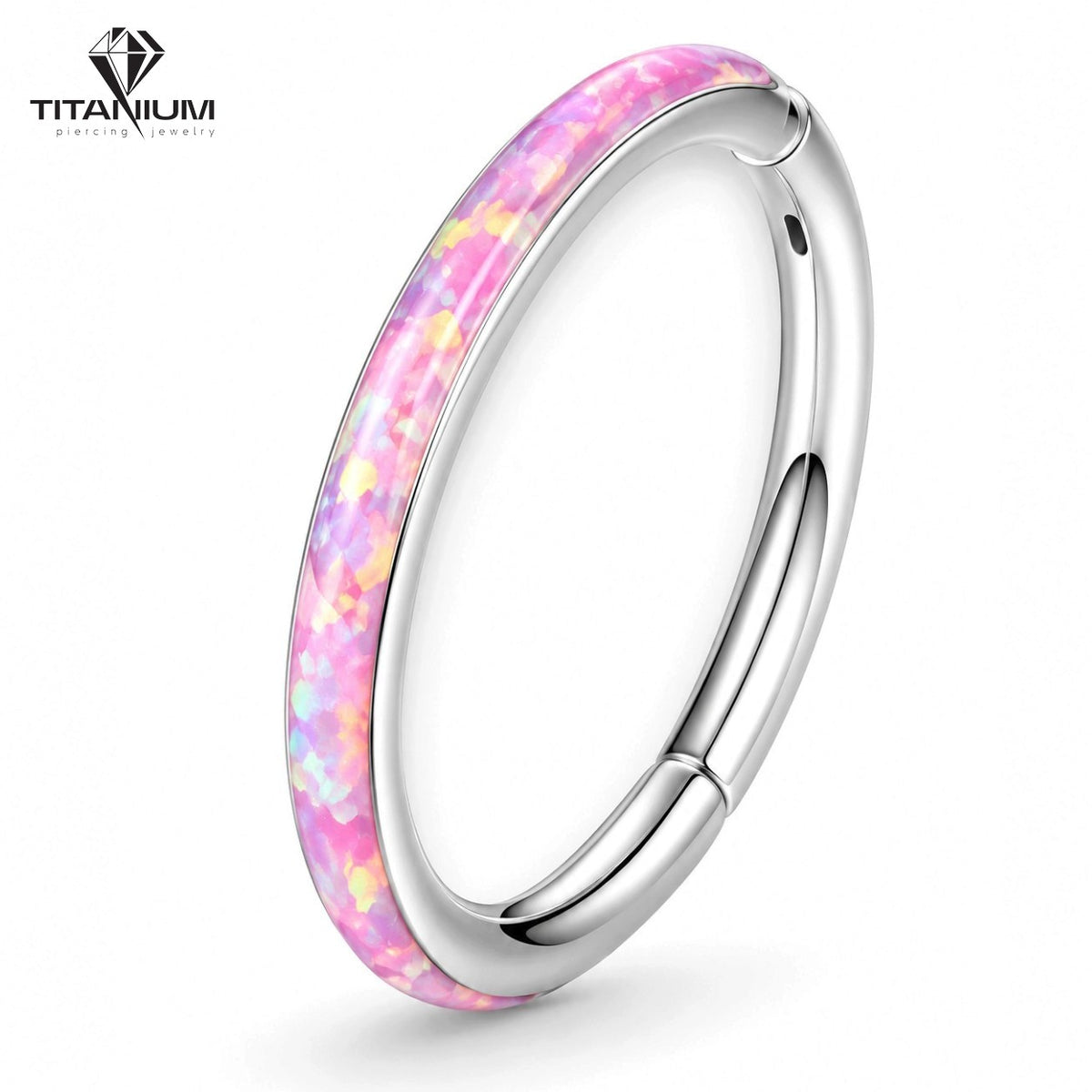 Clicker-Ring mit rosa Opal