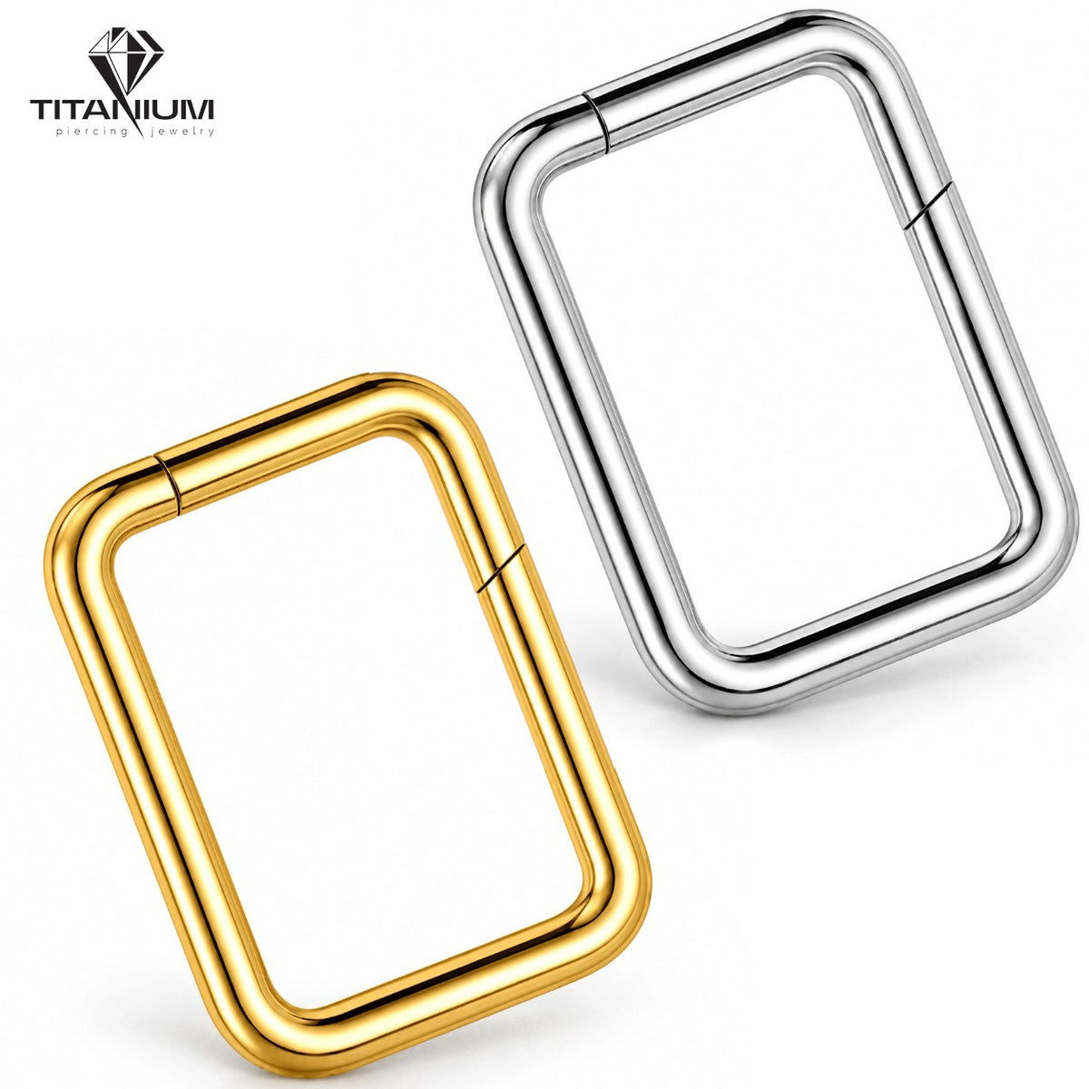 Rechteckiger Clicker-Ring in Gold oder Silber