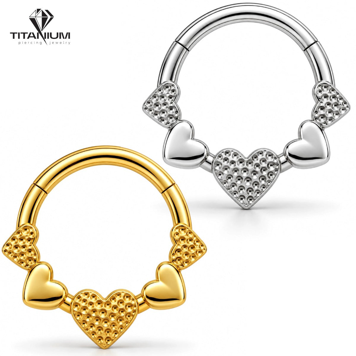Clicker-Ring mit Herzen in Gold oder Silber