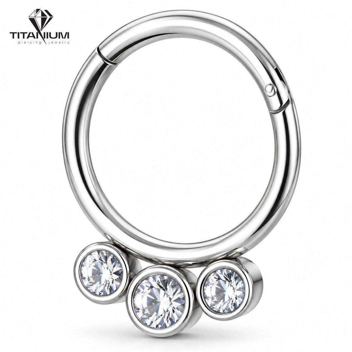 Clicker-Ring in Silber mit weißen Zirkonia-Steinen