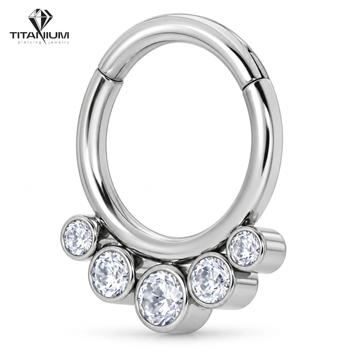 Ronde clickerring met witte zirkonia's