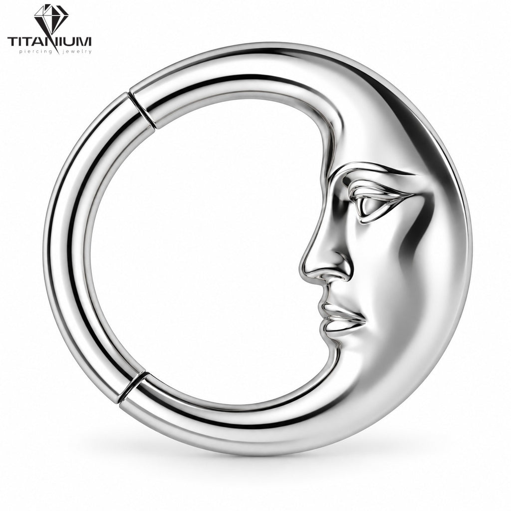 Titanium-clickerring met maanmotief