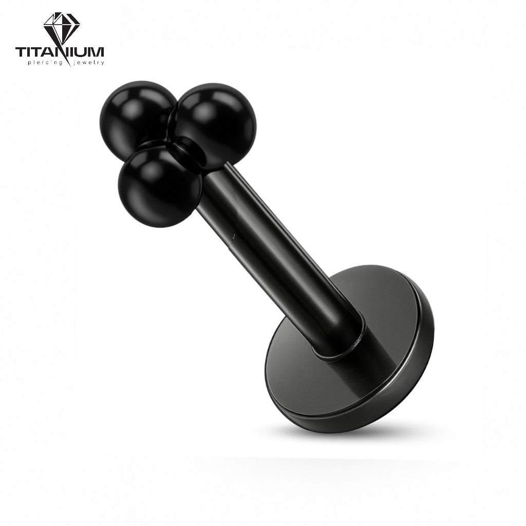 Kolczyk labret z trzema kuleczkami