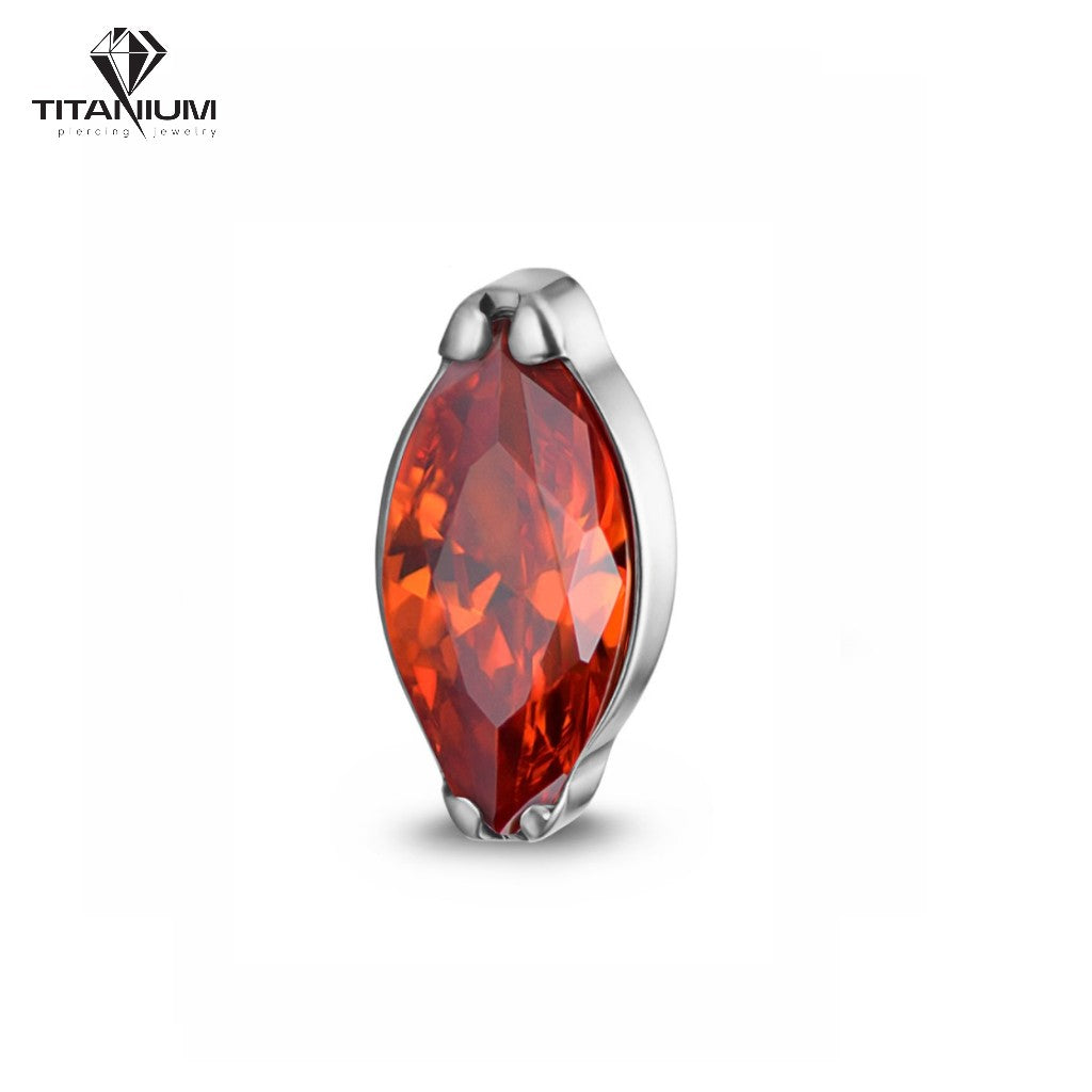 Tytanowa nakrętka z cyrkonią w kształcie markizy