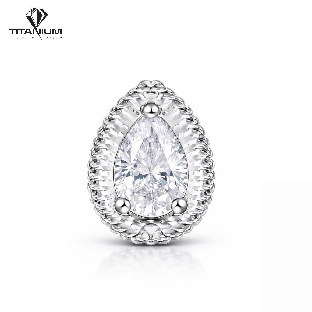 Nakrętka w kształcie łezki z cyrkonią