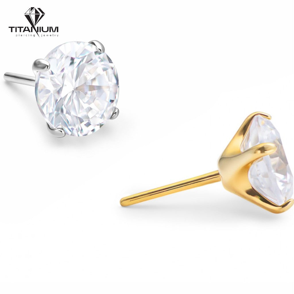 Nakrętka push-in z białą cyrkonią w różnych rozmiarach
