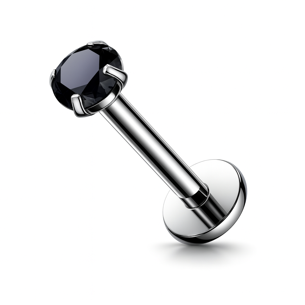 Kolczyk labret z cyrkonią w różnych kolorach