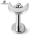 Kolczyk labret z nakrętką w kształcie księżyca oraz kuleczkami