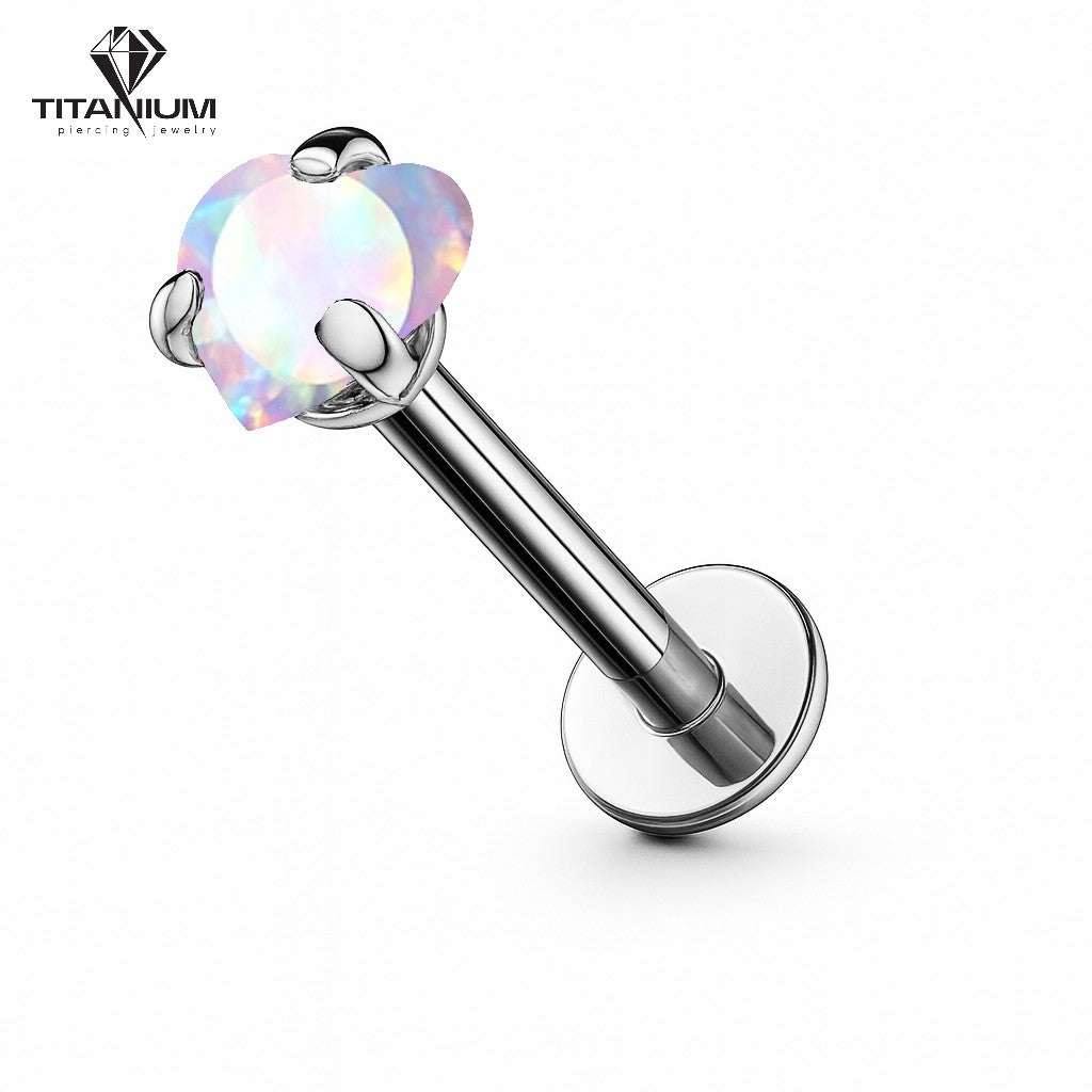 Kolczyk labret z cyrkonią w kształcie serca w różnych kolorach