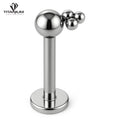 Tytanowy Labret w kolorze srebrnym z kuleczkami