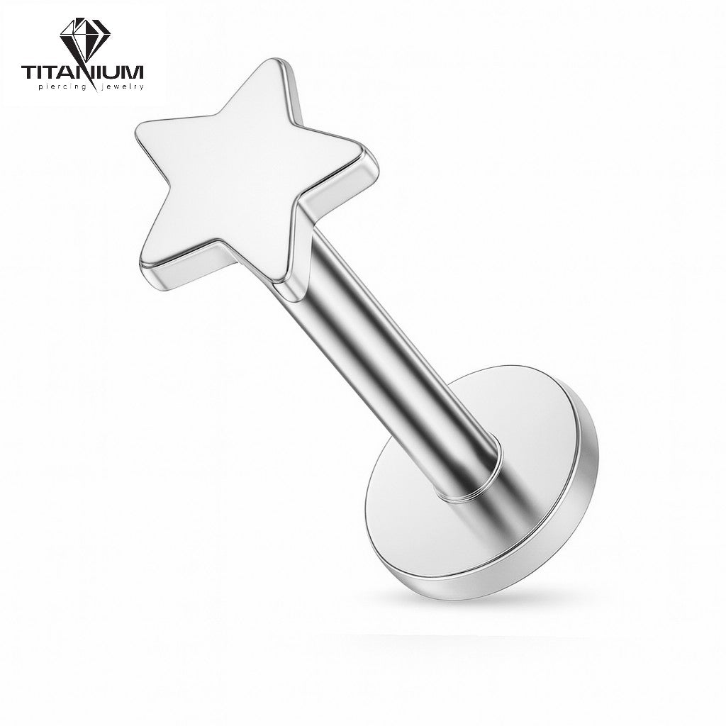 Kolczyk labret z nakrętką w kształcie gwiazdki