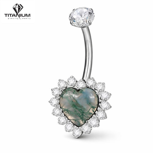 Kolczyk do pępka w kolorze srebrnym z opalem